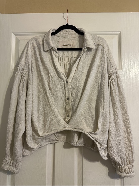 Free People Tops - Free People We The Free Cropped Cream Boho Long Sleeve Blouse
